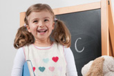 girl with blackboard